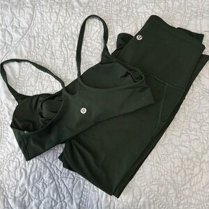 Lululemon Legacy Green Sports Bra and Leggings Set